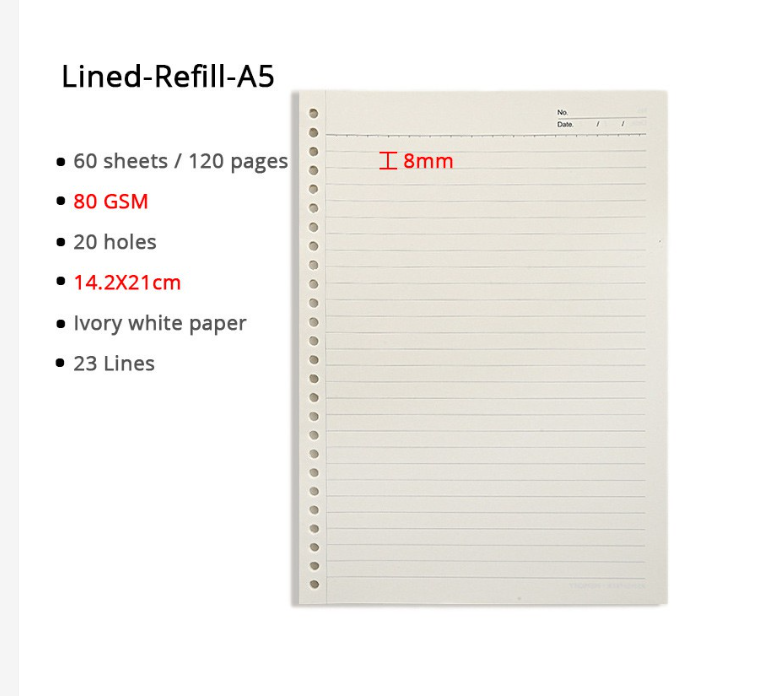 Binder Note / Loose Leaf Binder A5/B5 - 30/26 Ring