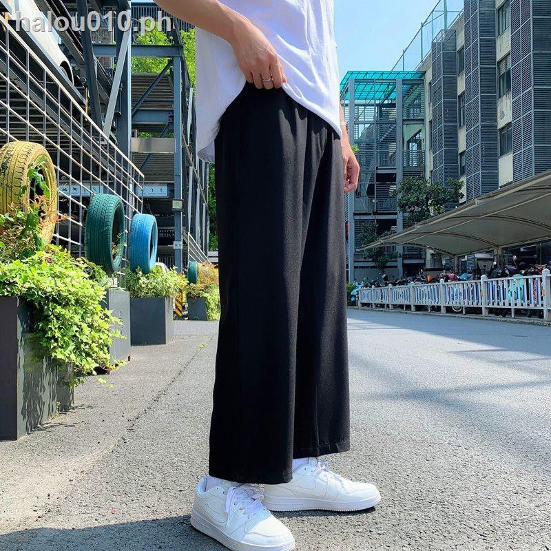Summer Men's Fashion Wide Leg Pants Trousers High Waist Leisure Loose Fit  Belted | eBay
