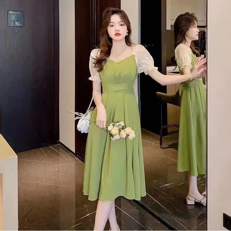 WGBTOP JK Avocado Green Gentle Dress for Women Summer 2022 New Waist  Slimming High-Grade Elegant Long Dress | Lazada PH