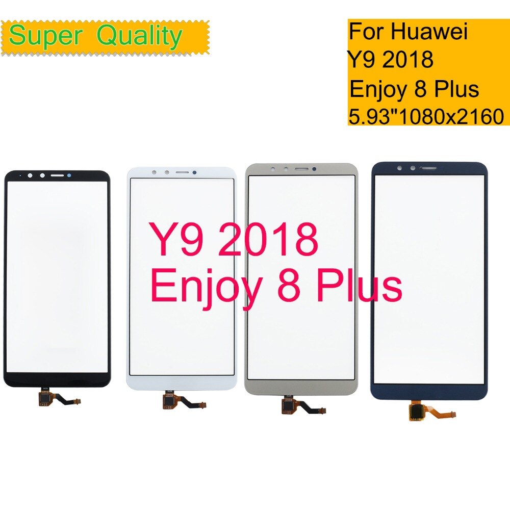 10ชิ้น/ล็อต Touchscreen สำหรับ Huawei Y9 2018 Enjoy 8 Plus หน้าจอสัมผัสแผงเซนเซอร์ Digitizer ด้านหน้ากระจกเลนส์ด้านนอก5.93"