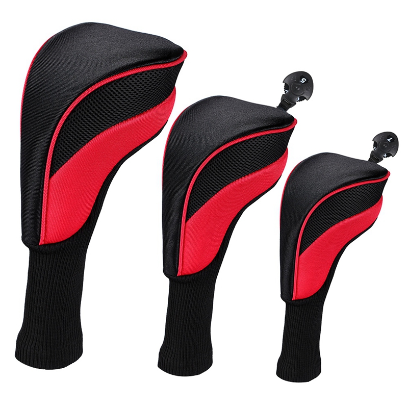 3Pcs Golf Club Head Cover Number Printed Cap Soft Simple Golf Rod Easy Use Travel Protect Sleeve Parts Accessories
