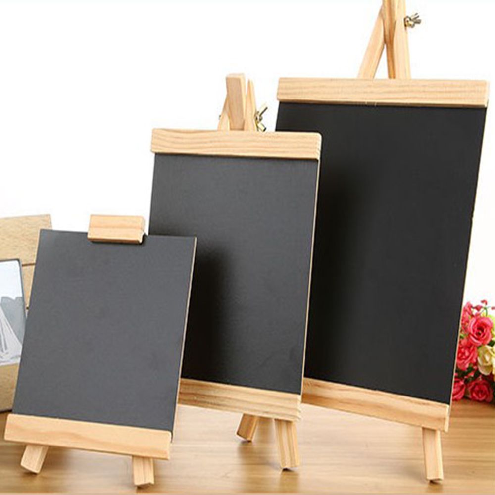 BUANAR8 Mini Bulletin ชอล์กสีดำเด็กพับ Chalkboard ไม้ขาตั้งกระดานไม้กระดานดำ
