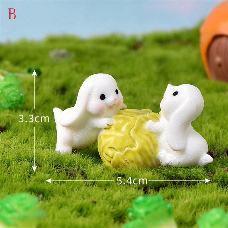 กระต่ายกะหล่ำปลี DIY ขนาดเล็กนางฟ้าสวนเครื่องประดับหัตถกรรมตุ๊กตาตกแต่ง