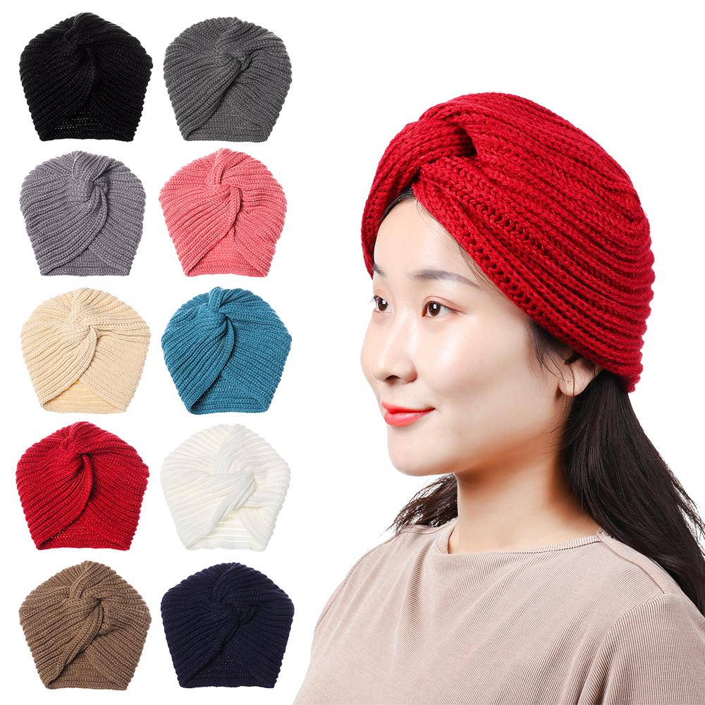 AIRELLE DIGITAL GOODS Autumn Winter Hair Accessories Hair band Croceht Beanies Twist Headwrap Hat Women Felt Hat Head Wrap Caps Ladies Turban