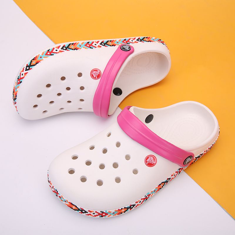 crocs white and pink