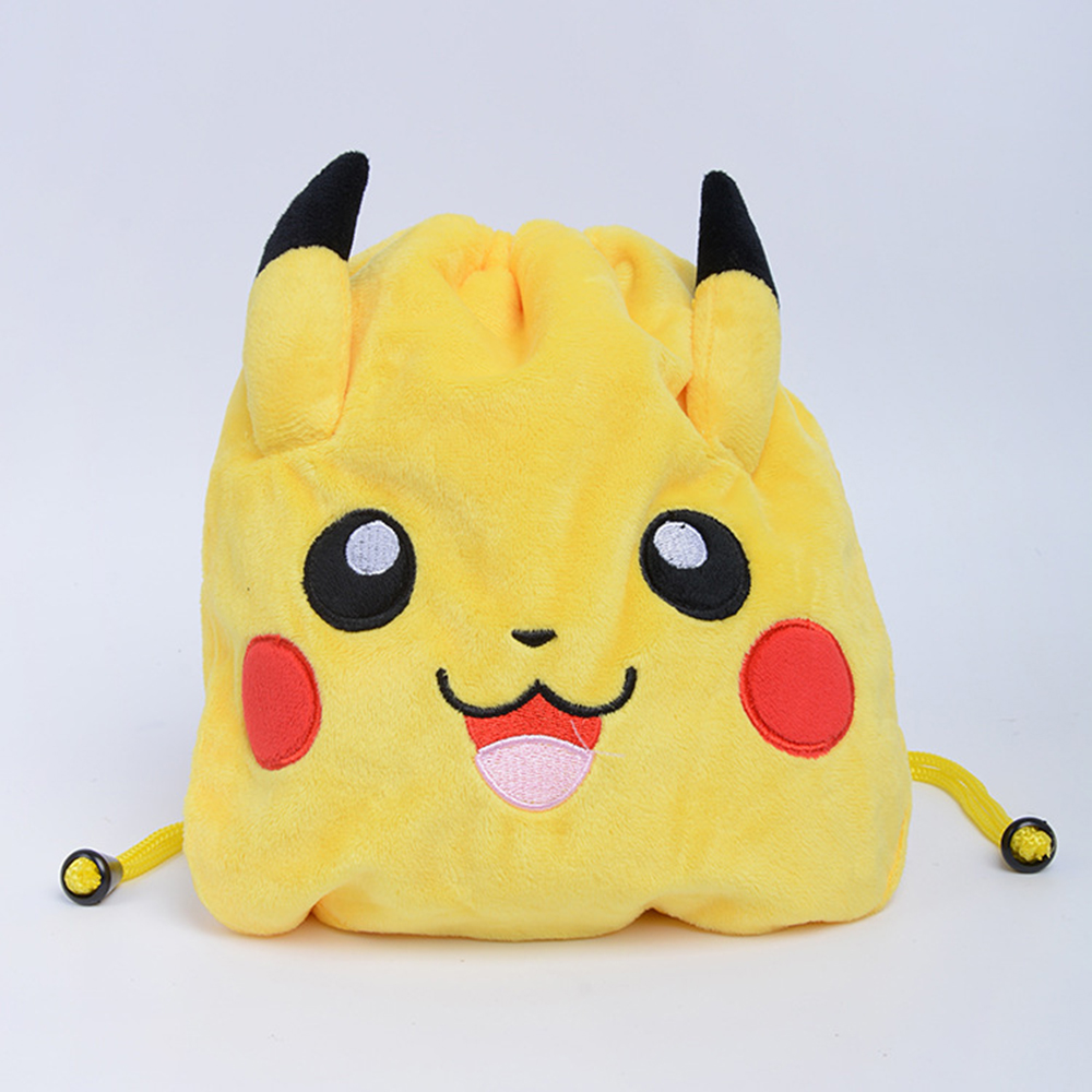 UNGIPL 1Pcs เด็กของขวัญฟิกเกอร์อนิเมะตุ๊กตาผ้าการ์ตูนของเล่น Pokemon กระเป๋าเก็บของ Drawstring พ็อกเก็ต Pikachu กระเป๋าใส่เหรียญ