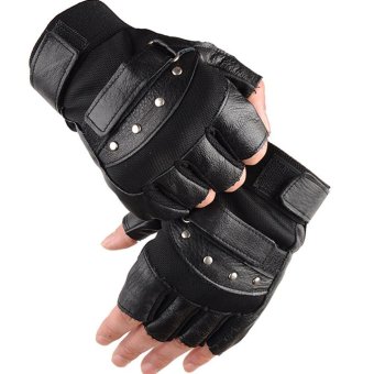 1 Pair Outdoor Fitness Soft Leather Driving Half Finger Free SizeUnisex Motorcycle Cycling Fingerless Warm Gloves - Intl June 2018 - 3 1 Pair Outdoor Fitness Soft Leather Driving Half Finger Free SizeUnisex Motorcycle Cycling Fingerless Warm Gloves - intl - 3