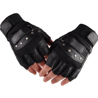 1 Pair Outdoor Fitness Soft Leather Driving Half Finger Free SizeUnisex Motorcycle Cycling Fingerless Warm Gloves - Intl June 2018 - 4 1 Pair Outdoor Fitness Soft Leather Driving Half Finger Free SizeUnisex Motorcycle Cycling Fingerless Warm Gloves - intl - 4