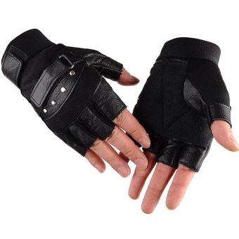 1 Pair Outdoor Fitness Soft Leather Driving Half Finger Free SizeUnisex Motorcycle Cycling Fingerless Warm Gloves - Intl June 2018 - 5 1 Pair Outdoor Fitness Soft Leather Driving Half Finger Free SizeUnisex Motorcycle Cycling Fingerless Warm Gloves - intl - 5