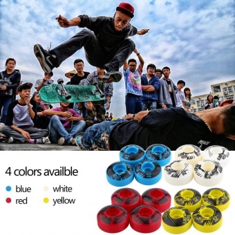 52mm x 30mm 4 pcs/set Outdoor Classic Durable PU Cruiser Longboard Skateboard Wheels (white) - intl