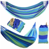 Phoebe's Hanging Hammock Portable Cotton Swing Fabric Rope Outdoor Camping Canvas Bed (BLUE)