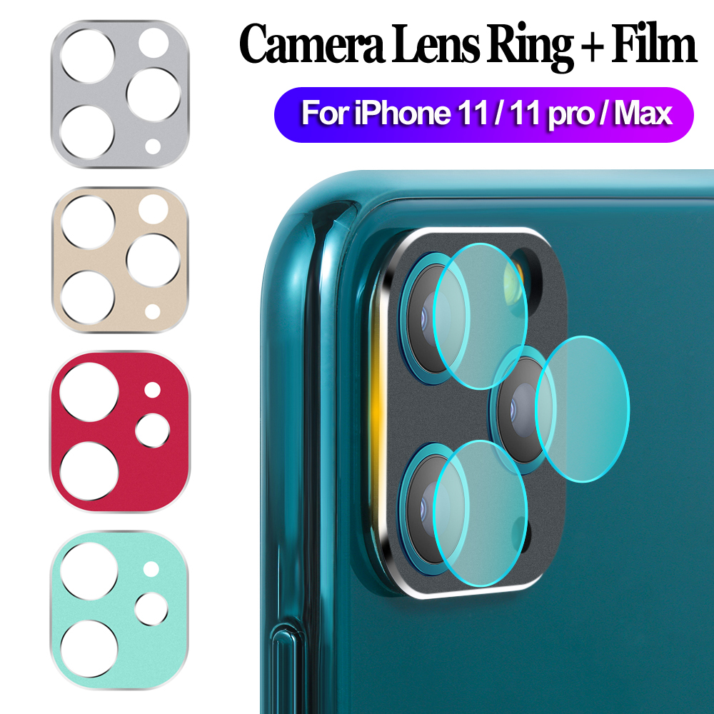 LONGB 3D Bumper Frame Cover Metal Protective Ring Camera Lens Protector Case Tempered Glass Film