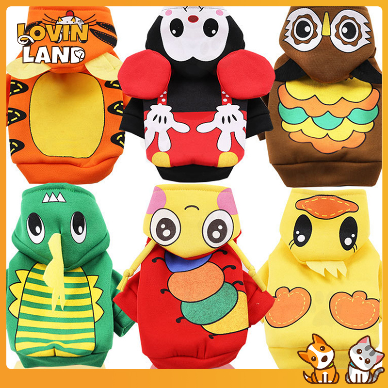 Lovinland Áo hoodie in hoạt hình vui nhộn giữ ấm cho thú cưng cỡ nhỏ và vừa size XS-2XL (Sản phẩm có nhiều phiên bản lựa chọn, vui lòng chọn đúng sản phẩm cần mua) - INTL