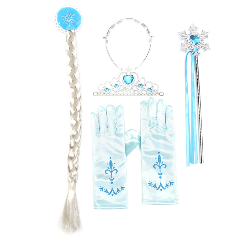 เจ้าหญิงมงกุฎ Frozen ถุงมือไม้กายสิทธิ์ชุดของขวัญ Elsa แต่งตัวชุดอุปกรณ์