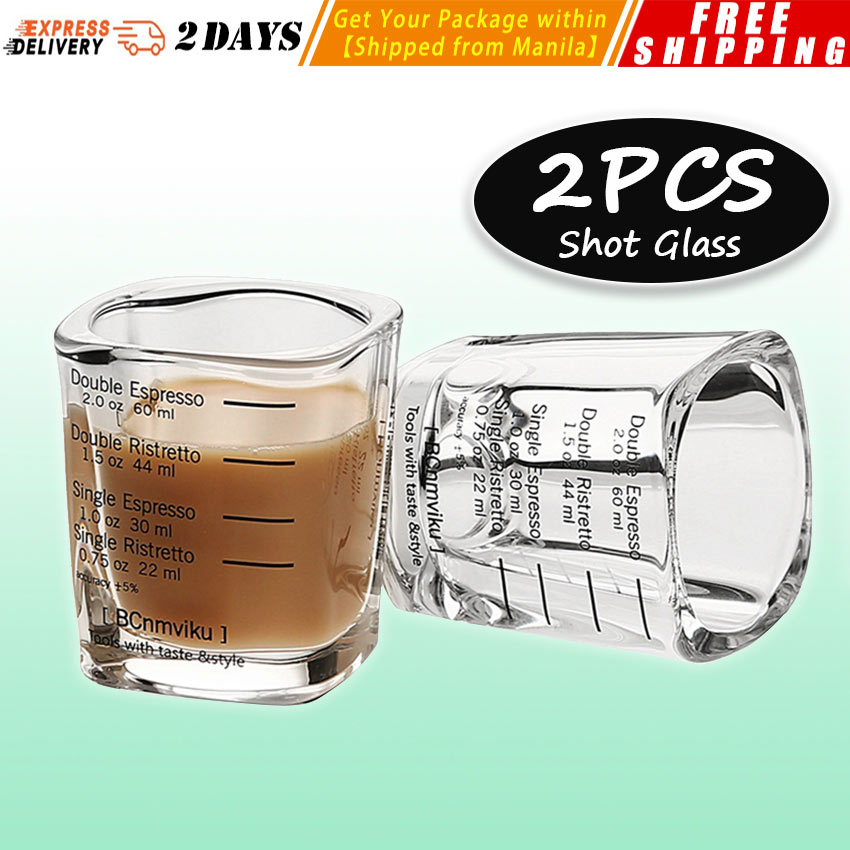 2 Oz Shot Glass For Single Shot of Ristretto Heavy Base Square Coffee Glass  Espresso Cup 60ml Clear Shot Glasses Measuring Cup - AliExpress