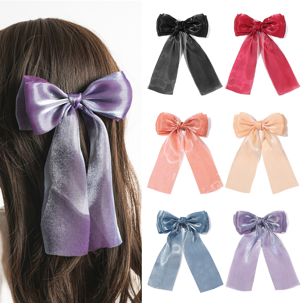 F8C503Y for Girls Women Hair Accessories Ponytail Holders Satin Ribbon Elastic Hairclips Tiara Knot Hair Barrettes Shimmer Hair Scrunchies