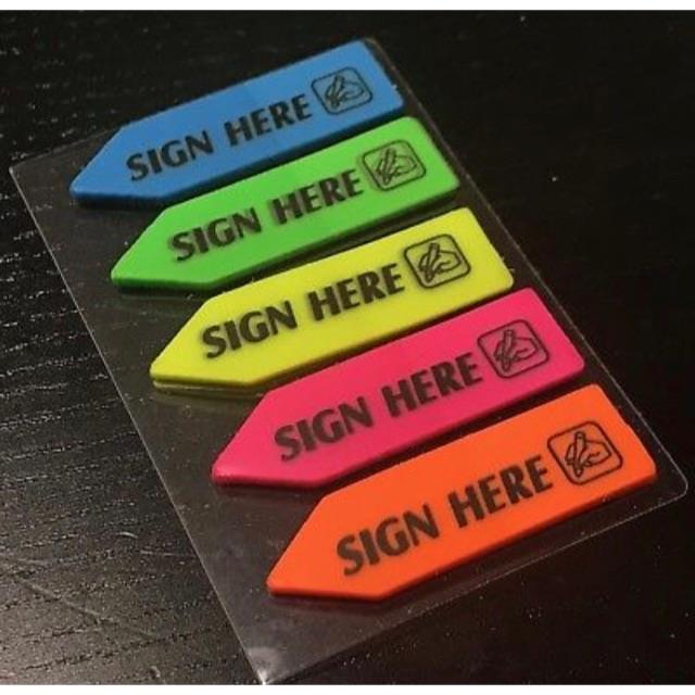 sign here sticky