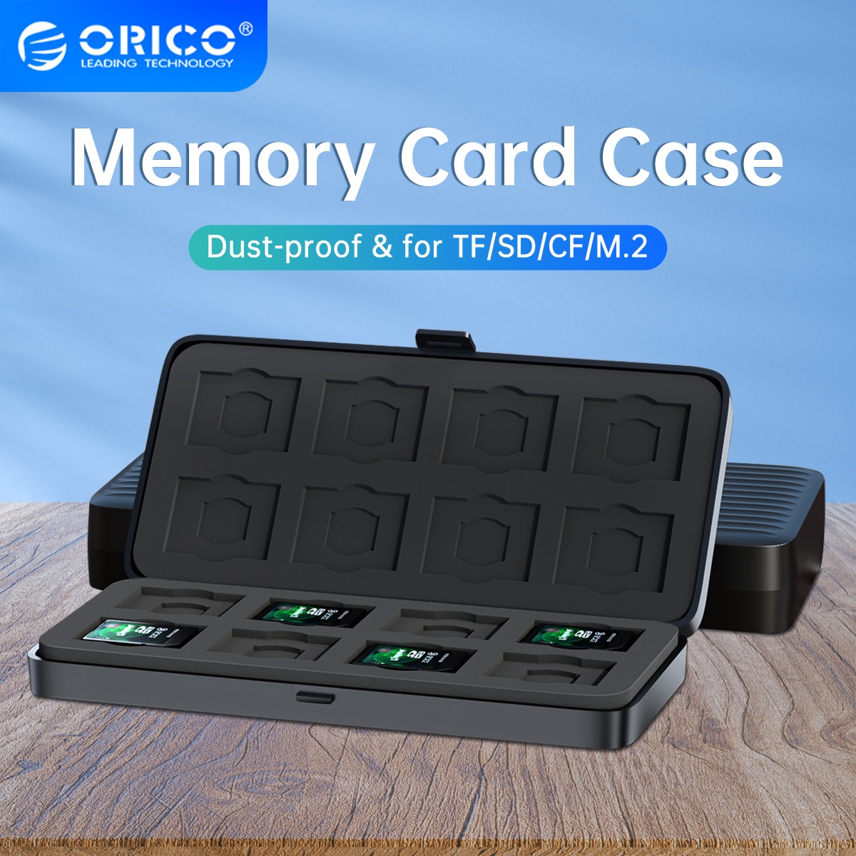Orico vỏ bảo vệ micro sd đồ đựng thẻ 16 khe lưu trữ thẻ nhớ cho sd/ cf / micro sd /ssd chống sốc ngăn phân loại thẻ