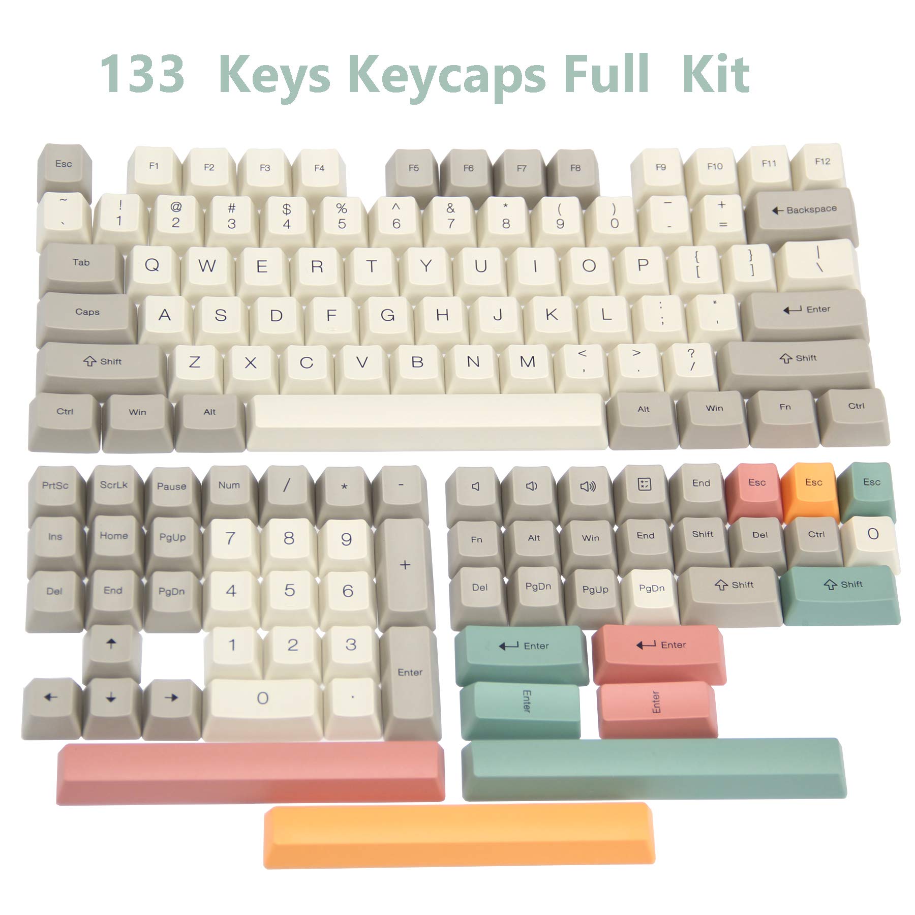 PBT 9009 OEM profile Keycap Sublimation Retro Industrial Gray Color Matching Keycaps for standard 104/87/61 keys Mechanical Keyboard
