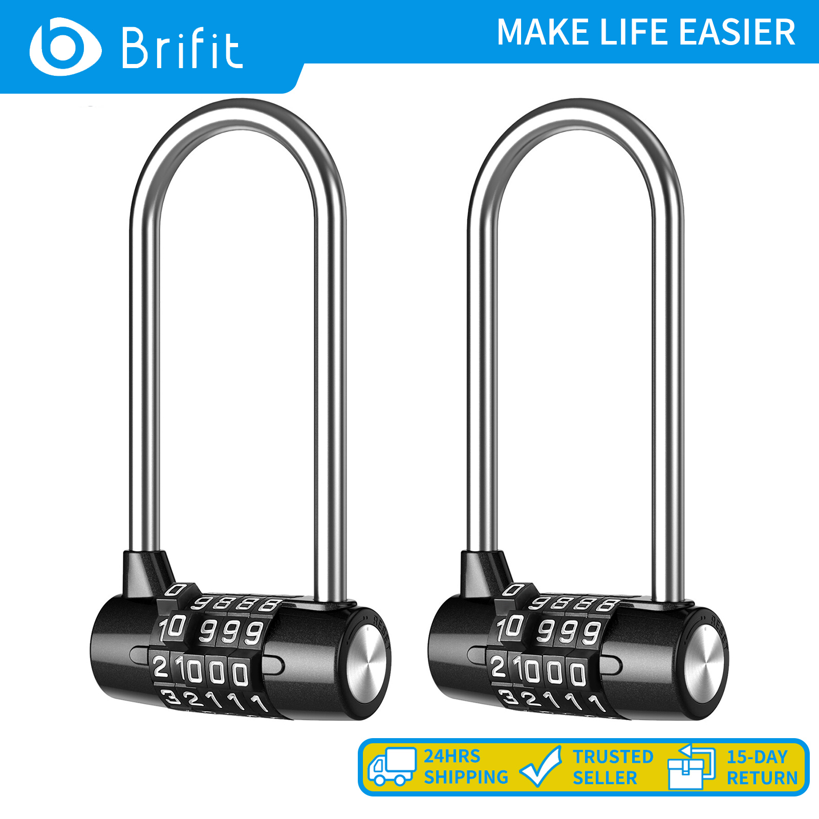 Brifit Ổ khóa kết hợp 5 chữ số Ổ khóa an toàn 2 chiếc Khóa du lịch Thích hợp cho hộp công cụ, tủ quần áo, tủ quần áo, tủ khóa phòng tập thể dục, xe đạp, khóa cửa kho