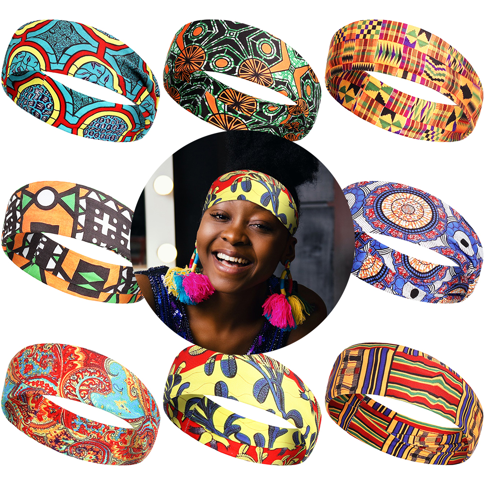 DAOQIWANGLUO Wide African Stretchy Elastic Hair Accessories Headband Hairband Head Wrap Turban