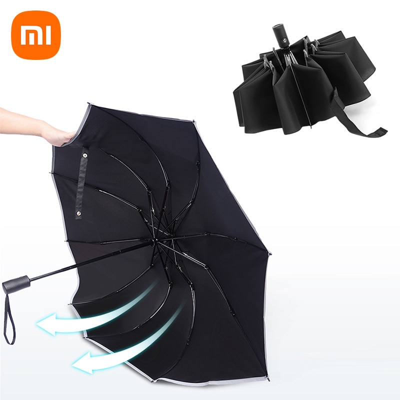 Ô 10 Sườn Có Đèn Ô Hoàn Toàn Tự Động Ô Che Nắng &amp; Mưa Gấp Ngược Đa Năng Ca