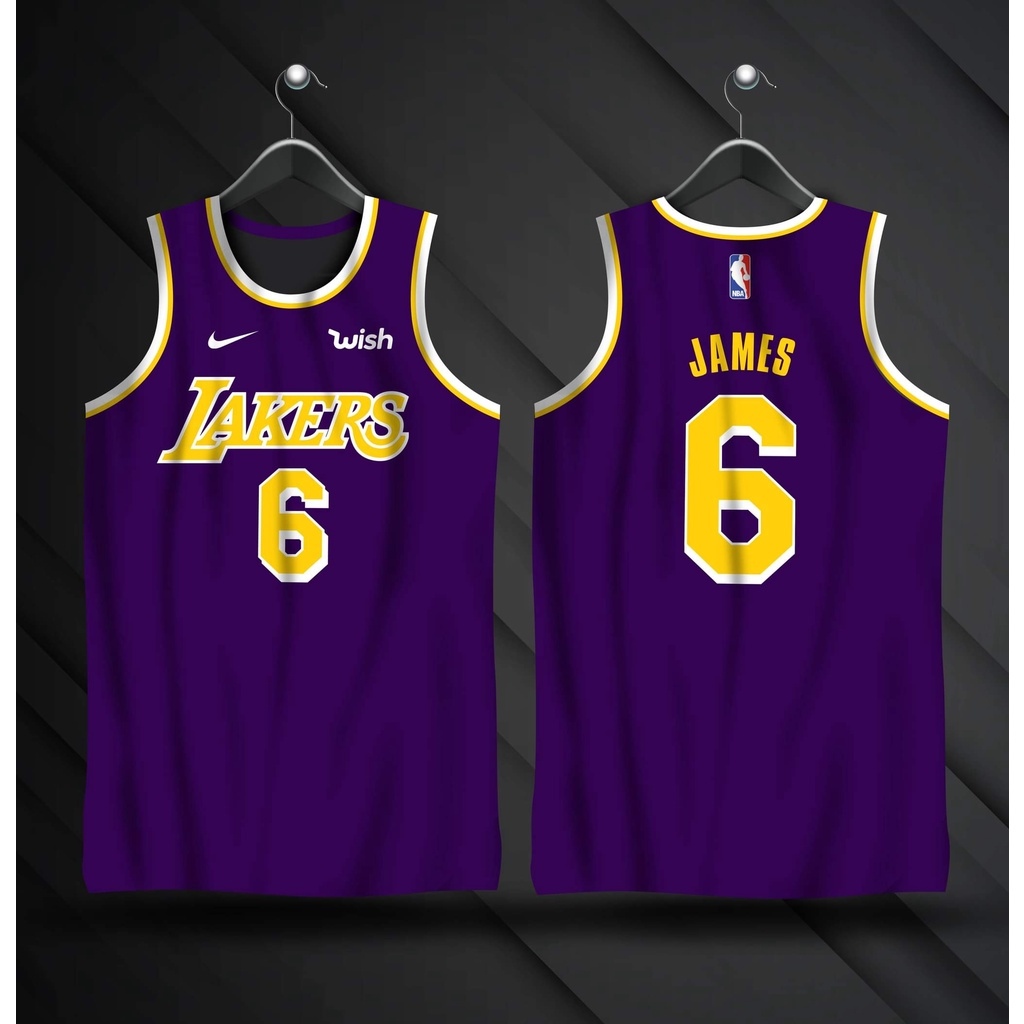 Los Angeles Lakers WISH LeBron James #6 Jersey BLACK, WHITE, YELLOW, VIOLET  Full Sublimation