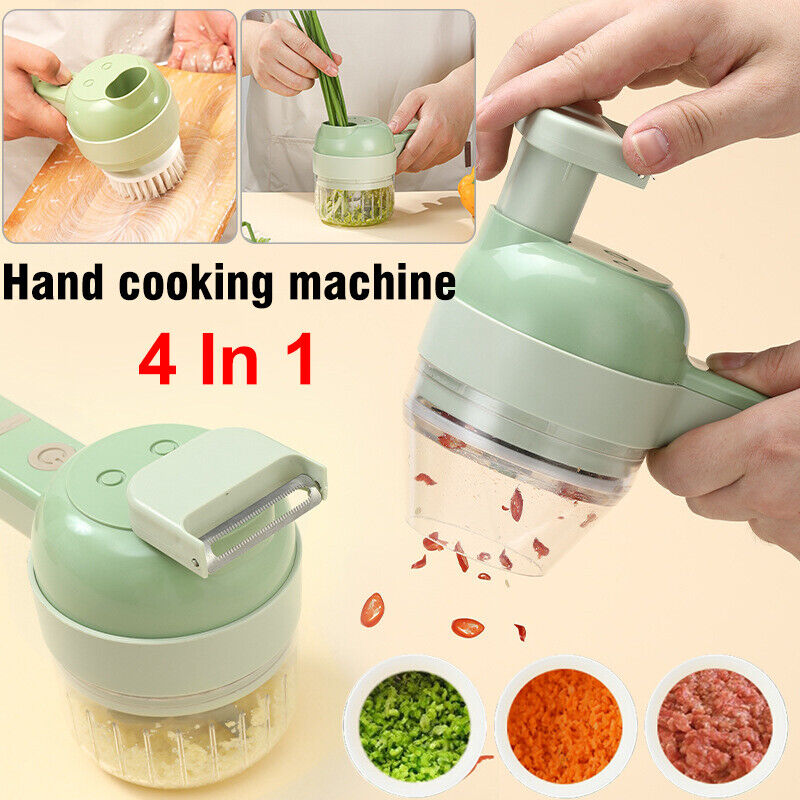 Gambar 4 In 1 Handheld Electric Vegetable Cutter Multifunction Vegetable Fruit Slicer
