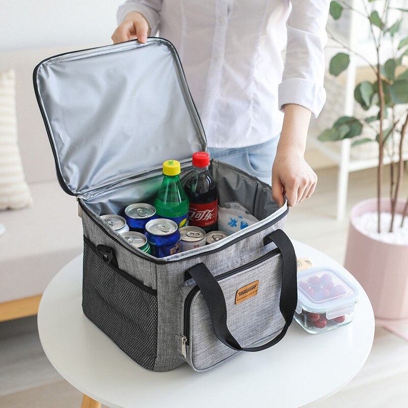 Gambar Portable Thermal Cooler Bag Picnic Food Beverage Drink Fresh Keeping Organizer Insulated Lunch Box Zipper Tote Accessories Case