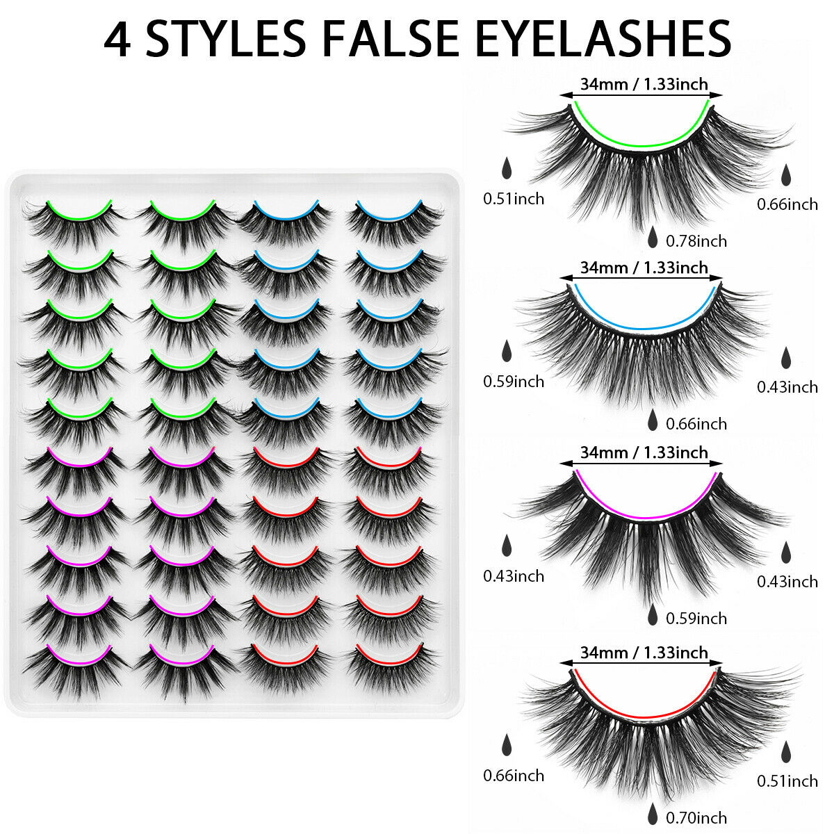 SOUMNS SPORTS Eye Makeup Handmade Natural Wispy Flared 3D Faux Mink Hair Crisscross False Eyelashes Lash Extension