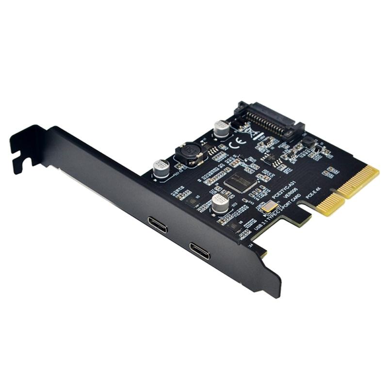 USB 3.1 To Type-C 2 Port Expansion Card PCI-E 4X To USB 3.1 Gen2 10Gbps USB C Adapter ASMedia ASM3142 Chipset for Desktop