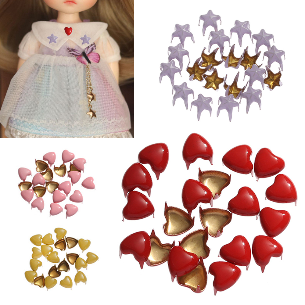 WEEGUBENG 20Pcs Mini Star Buckles Heart Buckles Colorful Decor Sewing Accessories Doll Clothing Love Buttons Buckles