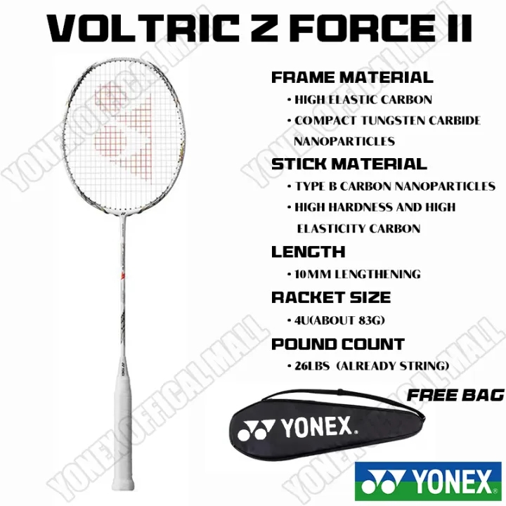 RH ✯YONEX VOLTRIC Z FORCE II WHITE Badminton Racket Full Carbon