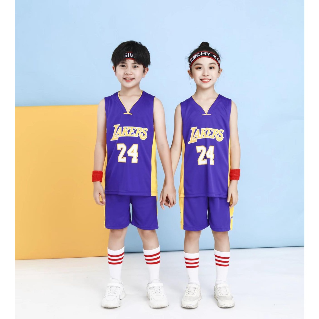 L.A Lakers Jersey #24 Kobe Bryant Jersey Kids Tops+Shorts Jersey Set  Children Basketball Uniform