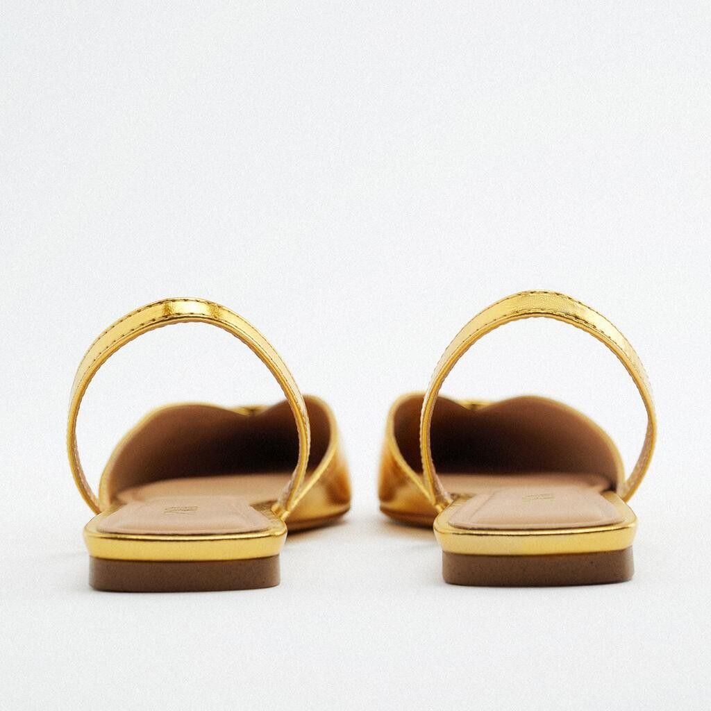 Gold flat slip on on sale sandals