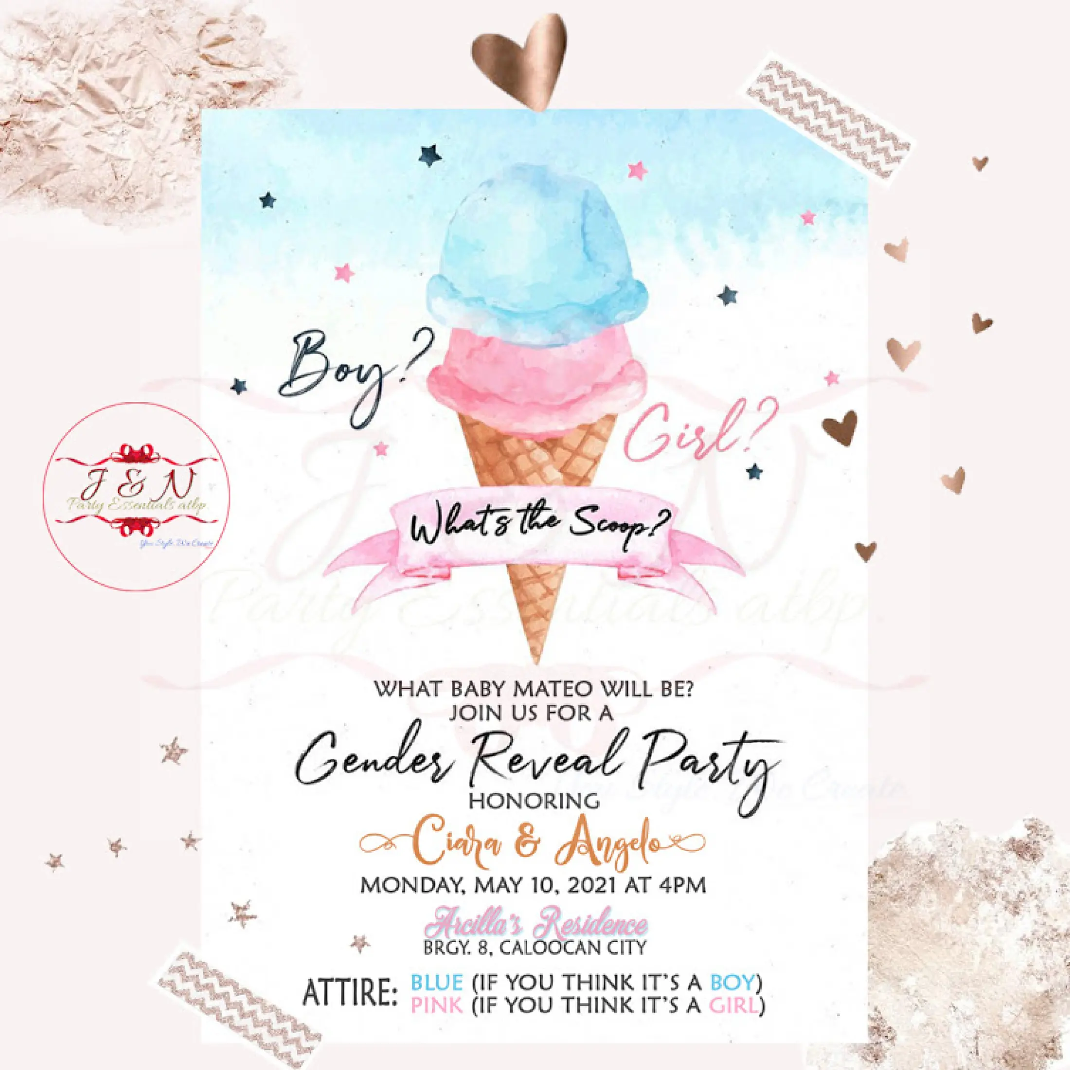 12pcs Ice Cream Themed Personalized Gender Reveal Birthday Baptismal Baby Shower Invitation Cards Lazada Ph