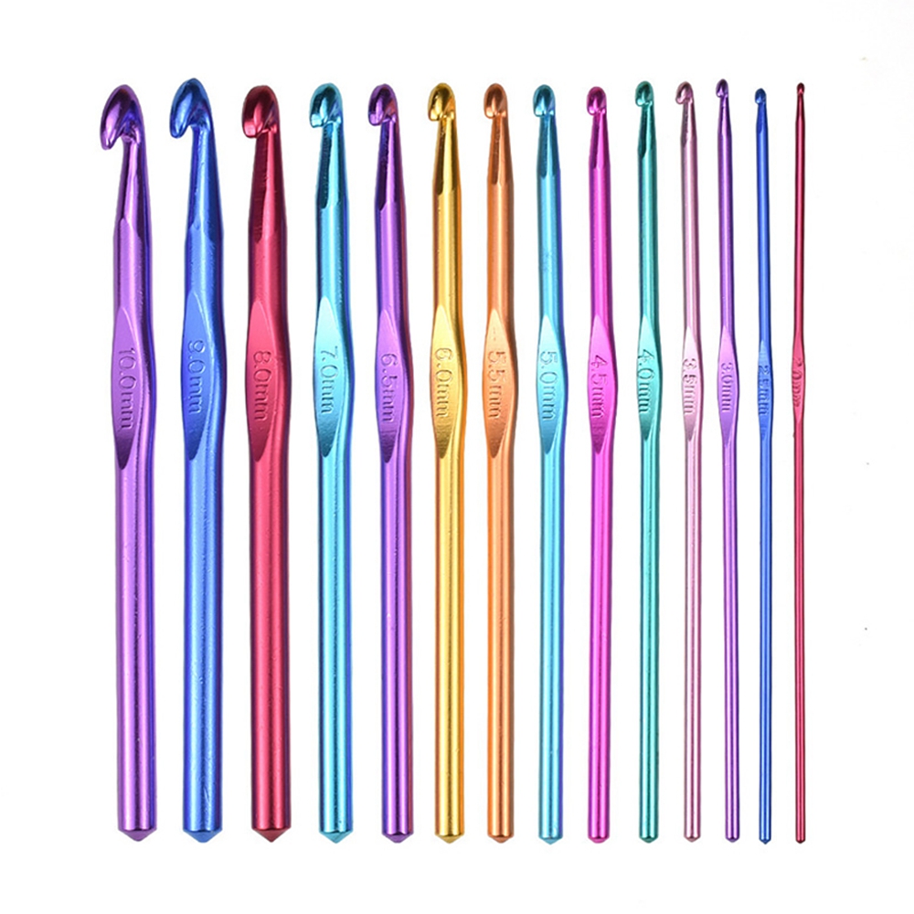 SDKIGVX 12/14Pcs Cho Món Quà Của Mẹ Bộ Móc Thủ Công Tay Cầm Bằng Kim Loại Nhôm Tự Làm, Kim Khâu Phụ Kiện Kim Đan