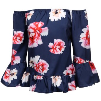 2016 Sexy Women Off Shoulder 3/4 Sleeve Floral Ruffles Blouse Tops (Dark Blue) May 2018 - 4 2016 Sexy Women Off Shoulder 3/4 Sleeve Floral Ruffles Blouse Tops (Dark Blue) - 4