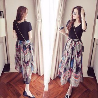 2017 Floral Chiffon V -Neck Dress High Waist Slim Hawaiian Beach Dress - Intl June 2018 - 2 2017 Floral Chiffon V -Neck Dress High Waist Slim Hawaiian beach Dress - intl - 2