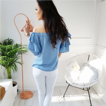 2017 Summer New Women's Blouses Short Sleeves, One Word Shoulderfashion Colorful Short Sleeved Shirt - Intl June 2018 - 2 2017 summer new women's Blouses short sleeves, one word shoulderfashion colorful short sleeved shirt - intl - 2