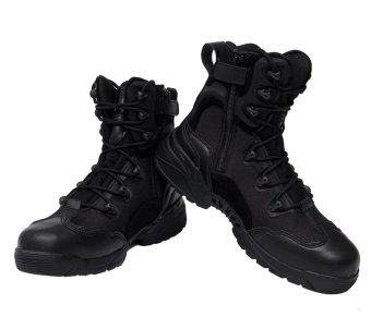 AFS Men's Outdoor Sport Army Combat Boots Travel Leather High-topBoots - Black June 2018 - 3 AFS Men's Outdoor Sport Army Combat Boots Travel Leather High-topBoots - black - 3