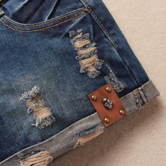 Amart Fashion Korean Summer Women Denim Frayed Hole High WaistSkull Decoration Casual Jeans Shorts - Intl June 2018 - 5 Amart Fashion Korean Summer Women Denim Frayed Hole High WaistSkull Decoration Casual Jeans Shorts - intl - 5
