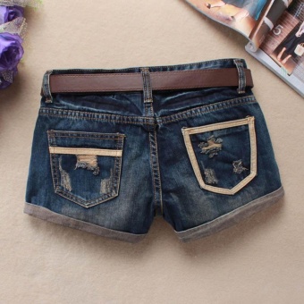 Amart Fashion Korean Summer Women Denim Frayed Hole High WaistSkull Decoration Casual Jeans Shorts - Intl June 2018 - 2 Amart Fashion Korean Summer Women Denim Frayed Hole High WaistSkull Decoration Casual Jeans Shorts - intl - 2