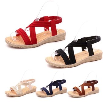 Amart Fashion Women Sandals Crossed Comfortable Beach Flat Shoes(Drown) - Intl June 2018 - 3 Amart Fashion Women Sandals Crossed Comfortable Beach Flat Shoes(Drown) - intl - 3