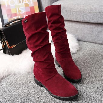 Autumn Winter Boots Women Sweet Boot Stylish Flat Flock Shoes SnowBoots - Intl June 2018 - 2 Autumn Winter Boots Women Sweet Boot Stylish Flat Flock Shoes SnowBoots - intl - 2