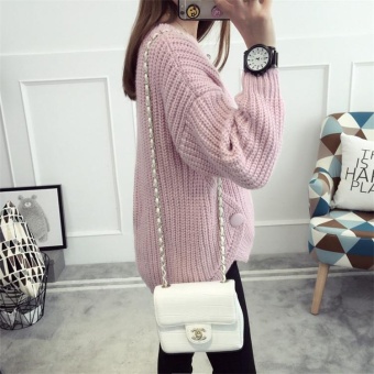 Autumn&Winter Korean Style Women's Knitted Loose Long Sleeved Pullover Sweater Pink - Intl July 2018 - 2 Autumn&Winter Korean Style Women's Knitted Loose Long Sleeved Pullover Sweater Pink - intl - 2
