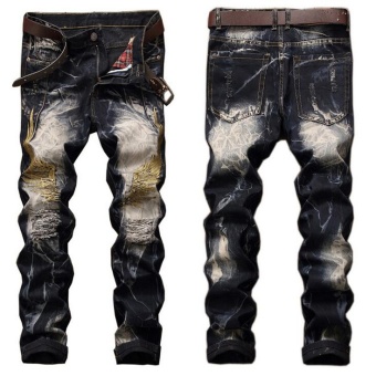 Big Size 29-42 Men Jeans Ripped Slim Fit Hip Hop Denim Trousers Holes Men`s Jeans High Quality Motorcycle Pants Punk Homme Embroidery - Black - Intl June 2018 - 2 Big Size 29-42 Men Jeans Ripped Slim Fit Hip Hop Denim Trousers Holes Men`s Jeans High Quality Motorcycle Pants Punk Homme Embroidery - Black - intl - 2