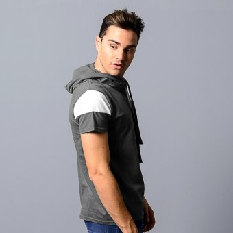 BLKSHP Hooded T-Shirt With White Contrast Sleeves (Charcoal) April 2018 - 2 BLKSHP Hooded T-Shirt with White Contrast Sleeves (Charcoal) - 2