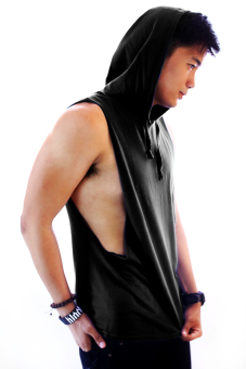 BLKSHP Xtreme Dropped Armholes Sleeveless With Hood And Raw Edgesin Black June 2018 - 2 BLKSHP Xtreme Dropped Armholes Sleeveless with Hood and Raw Edgesin Black - 2