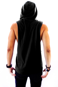 BLKSHP Xtreme Dropped Armholes Sleeveless With Hood And Raw Edgesin Black June 2018 - 4 BLKSHP Xtreme Dropped Armholes Sleeveless with Hood and Raw Edgesin Black - 4
